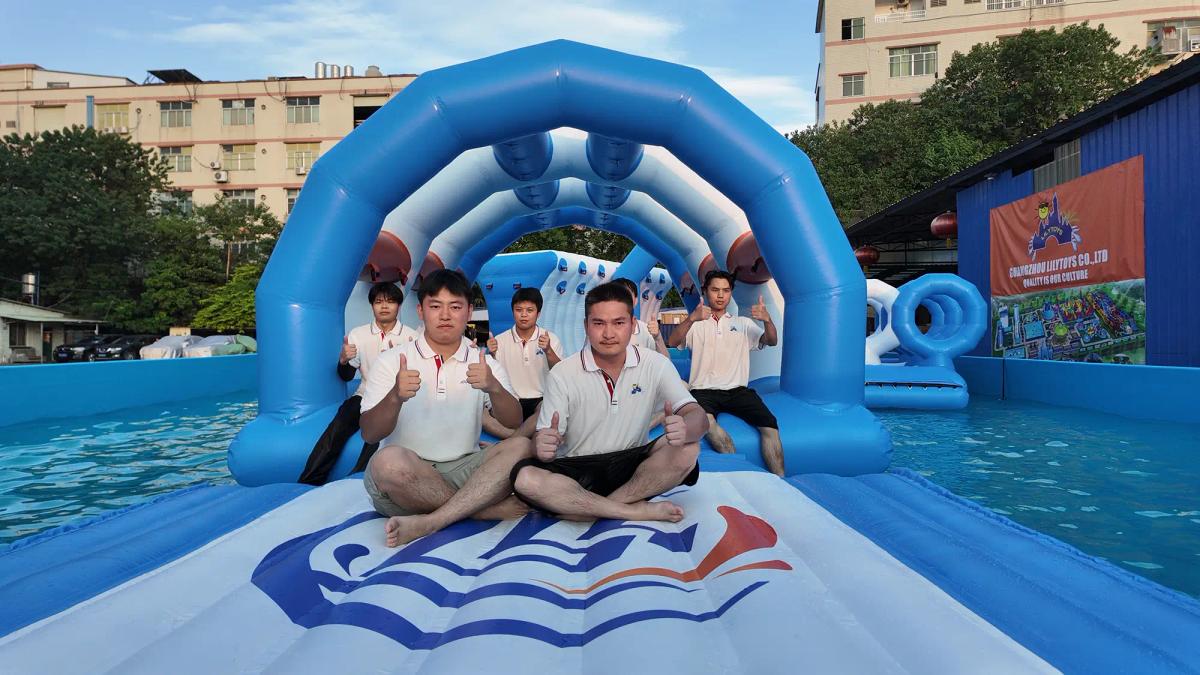 Team at inflatable facility