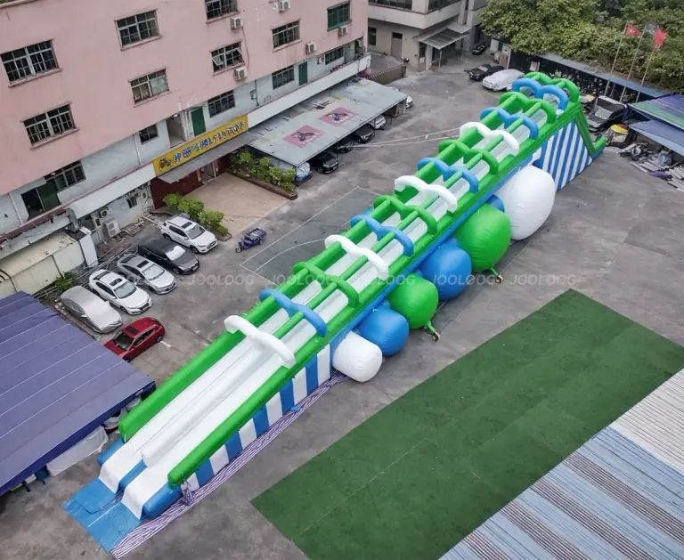 Dual-lane Green Water Slide custom inflatable product